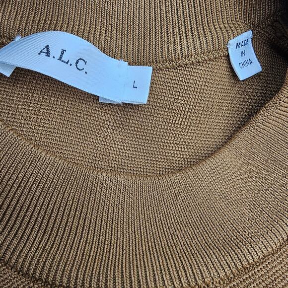 Revolve A.L.C. Womans size L Beige Sleeveless Knit midi dress leather details - Picture 6 of 8